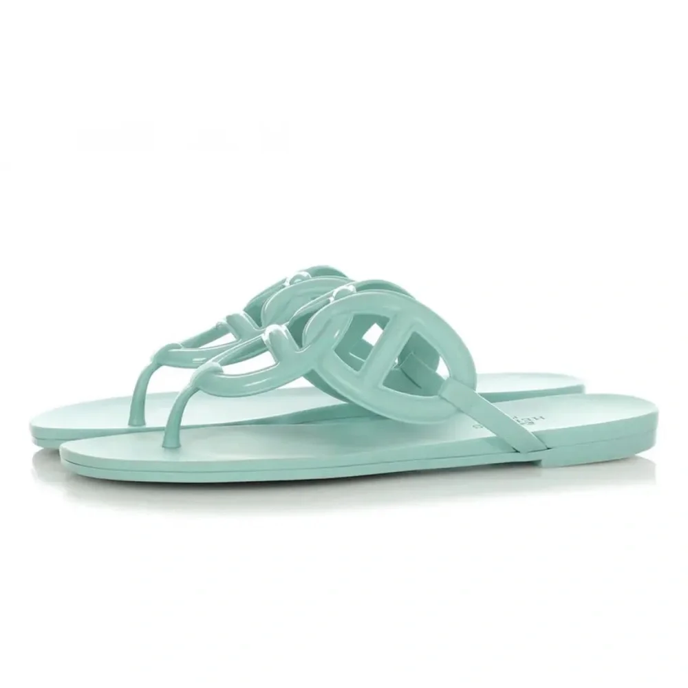 Hermès Egerie Sandals In Mint Green Rubber Size 7 - Picture 2 of 9